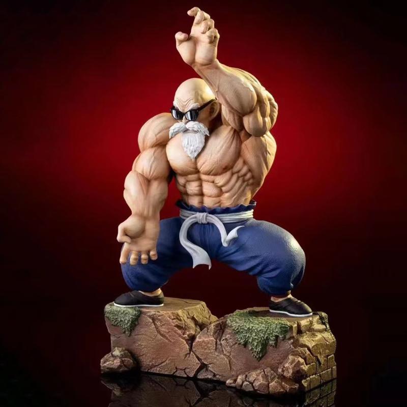 GK Anime 25cm Master Roshi Action Figure Ornament Combat Posture Muscle Kame Sennin Statue PVC Collection Model Toys