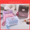 Leopard Print Plush Makeup Bag With Foldable Design For Travel And Storage