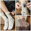 Women's 3D Cartoon Animal Polka Dot Mid-Calf Socks, Korean Sporty Academy Style