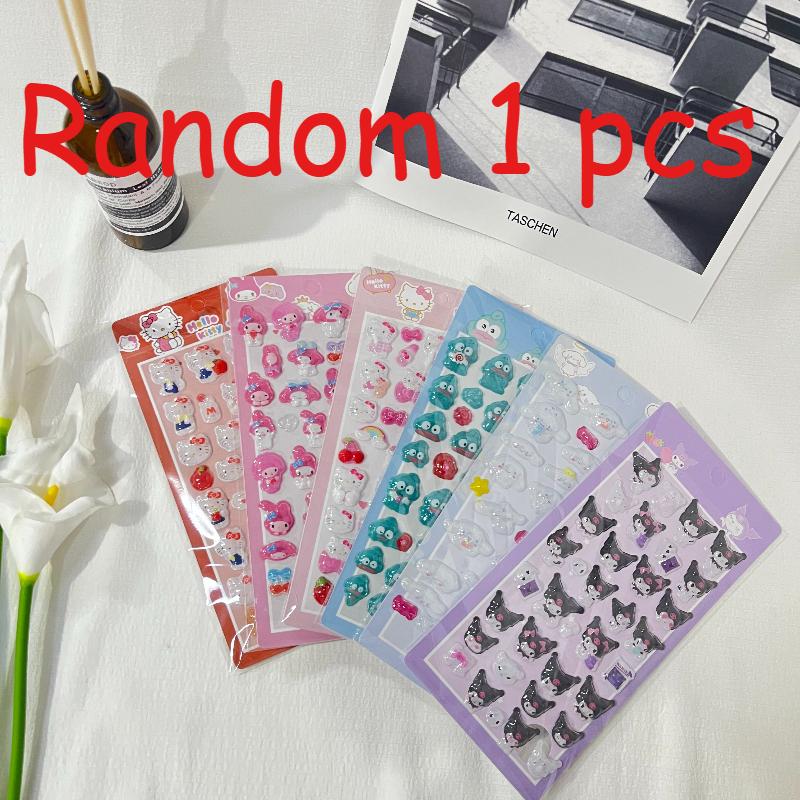 Best-selling Fashion 3D Embossed Kuromi & Cinnamoroll Cartoon Decorative Stickers - Kids' Toy Stickers
