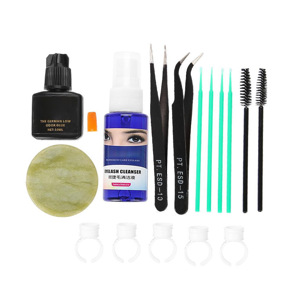 Kit d'extension de faux cils professionnel, outil de greffage de cils, ensemble de brosses et pincettes beige