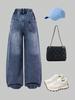 Girls' Denim Trousers (Single Item) — New Spring/Autumn Collection: Casual, Simple Style for Comfortable Daily Wear, Featuring Star Pattern