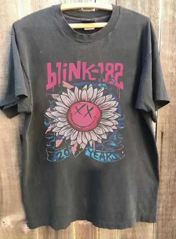 Blink 182 Band Shirt, Blink 182 Welttournee Anthrazit Unisex Shirt Grafische T-Shirts Harajuku