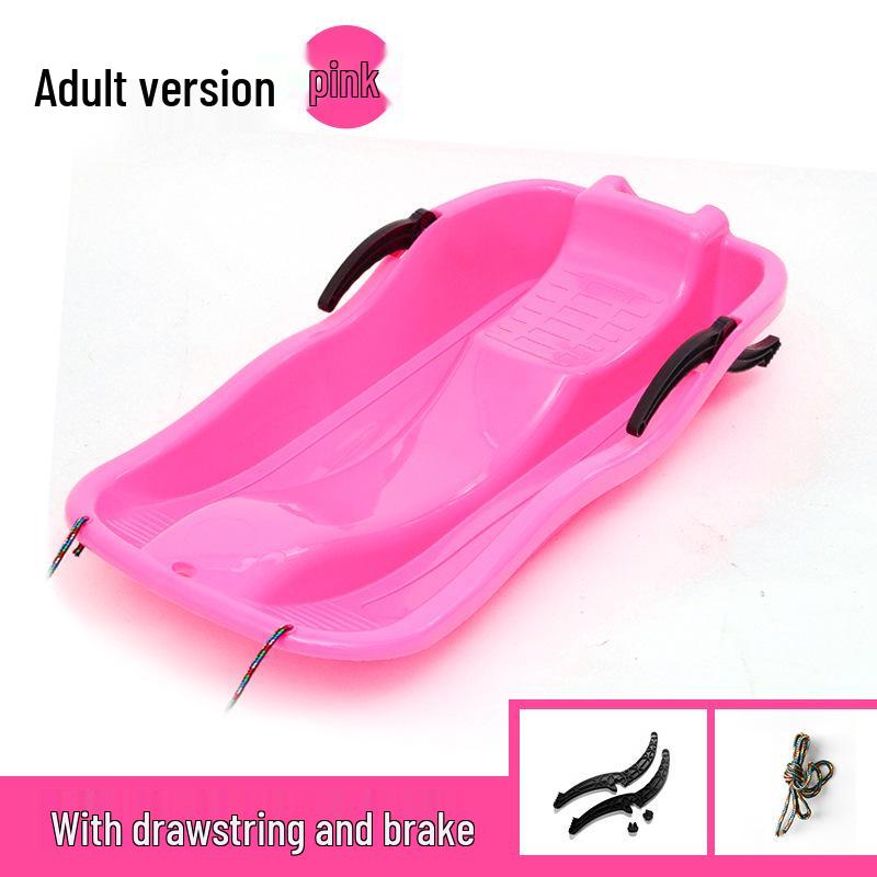 87cm Double Snowboard Sled with Brake and Rope for Adult Skiing