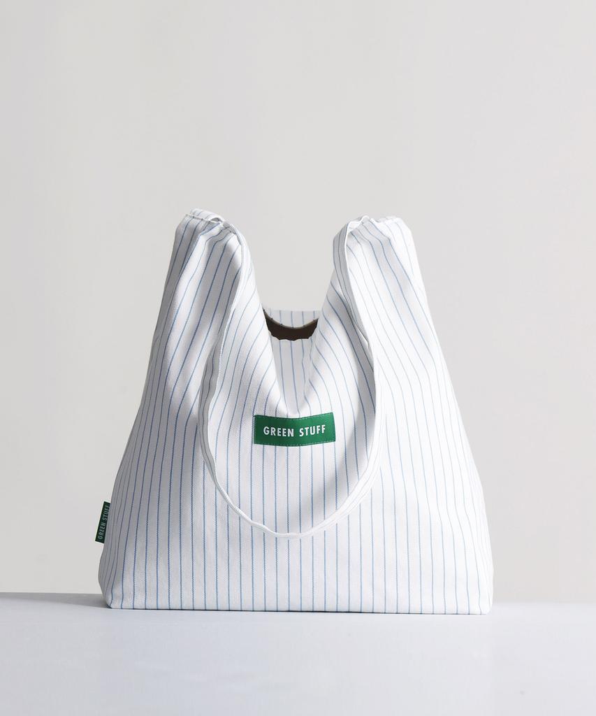Green Stuff Effortlessly Boxy Shopper Bag 53 Cotton Stripe - White