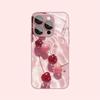 Kristallkirschenmuster Rosa Metallic-Lack Glas Harte Handyhülle Für iPhone 17 15 16 11 12 13 14 Pro Max Plus 16E 17Air Hülle