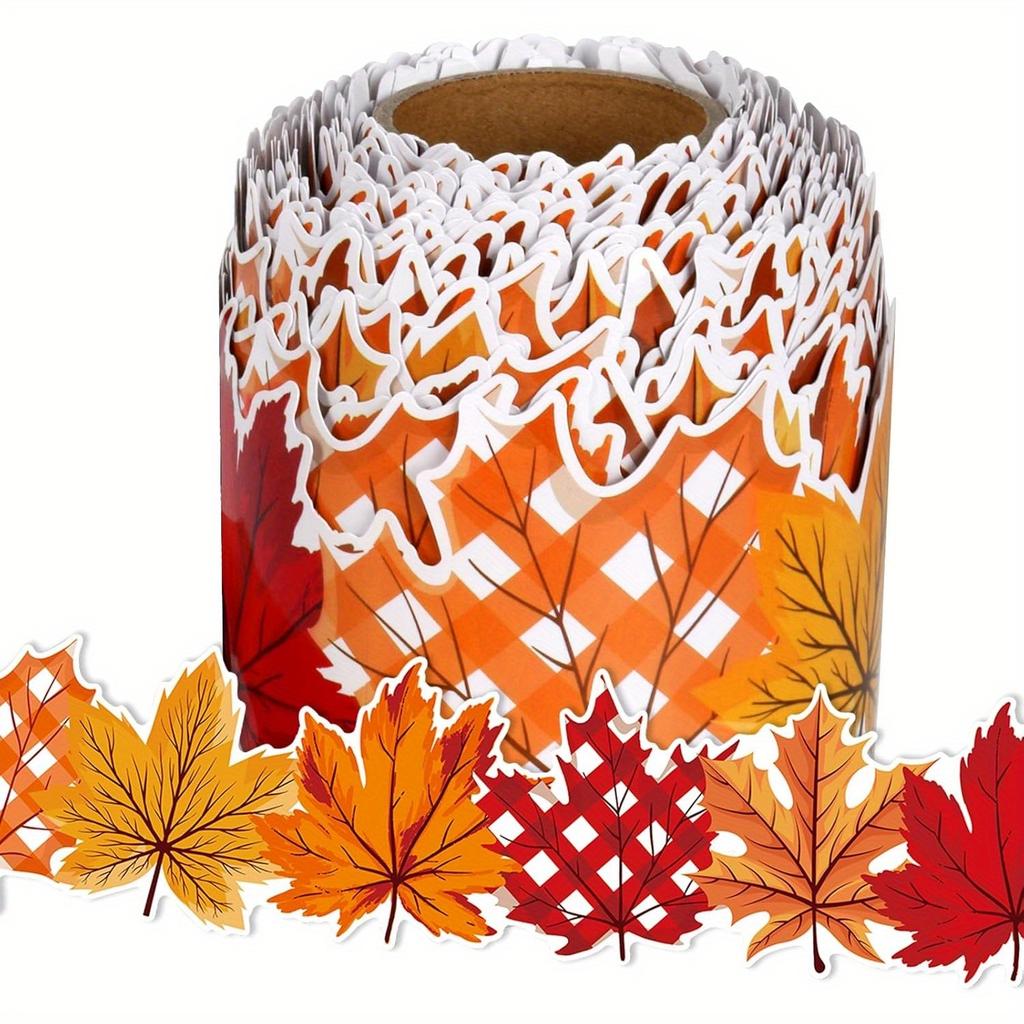 1 Rolle Herbst Ahornblatt Bordüre-Herbstblätter Klassenzimmer-& Bürodeko, Thanksgiving Tafel Wandverkleidung, Herbstlaub Design