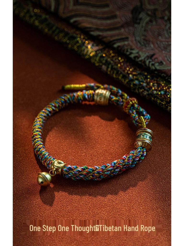 Tibetan Six-Syllable Mantra Hand-Woven Bracelet, Five-Color Red Rope for Women & Men's Birth Year Ethnic Ornament