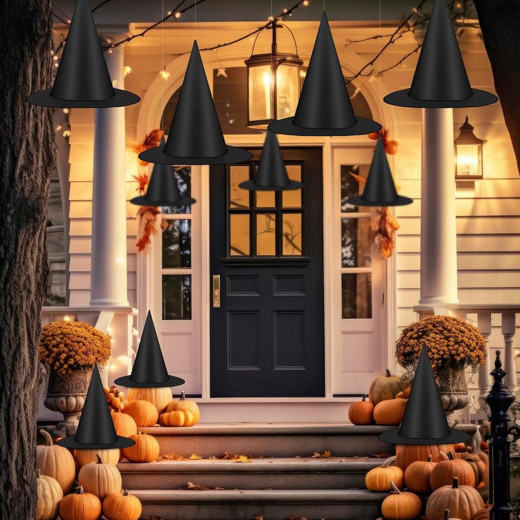 Halloween Witch Hat Black Witch Hat Costume Accessories for Indoor and Outdoor Halloween Decoration, Suitable for Home Courtyard Porch Ceilings