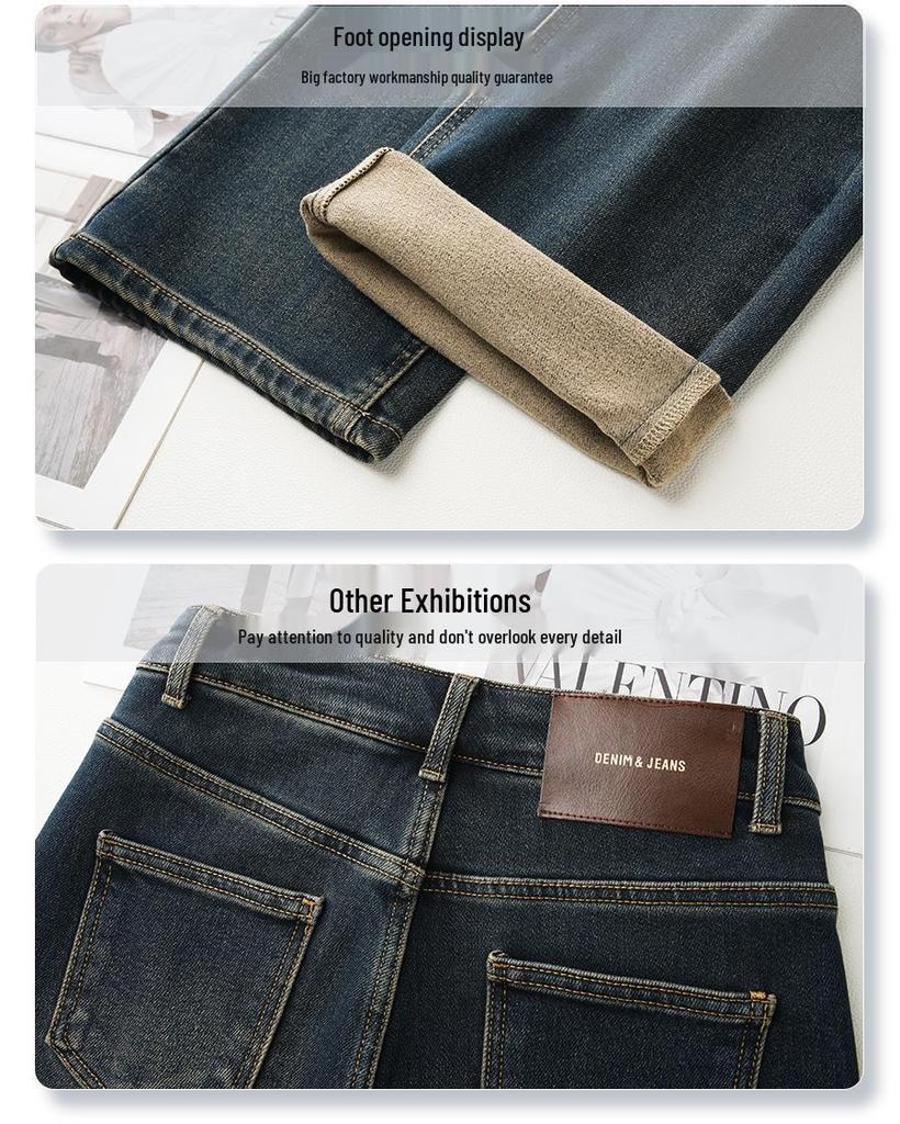 2024 Petite Women's High-Waisted Wide-Leg Jeans: New Autumn-Winter Slimming Straight-Leg Pants