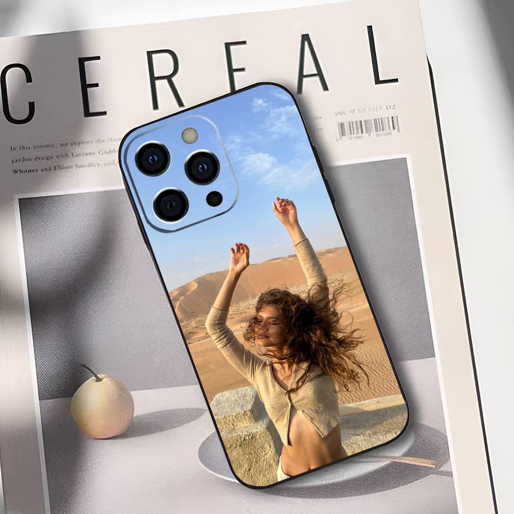 

Z-Zendaya Phone Case For iPhone 17,16,15,14,13,12,11 Plus,Pro Max,XS,Soft Silicone Black Cover iPhone14Plus