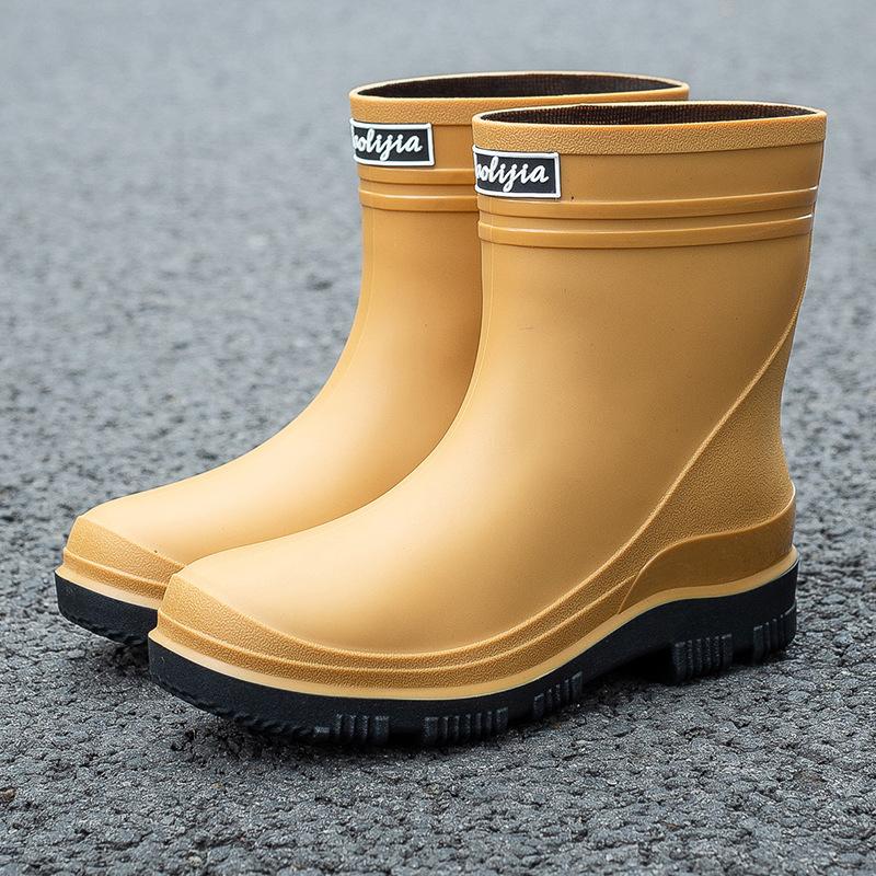 New short tube waterproof shoes men's rain shoes Korean version fashionable wear-resistant kitchen work non-slip rain boots