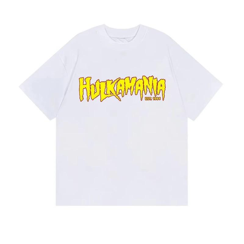 Mens Cotton Graphic Tee Hulk Hogan Tribute Streetwear Short Sleeve T-Shirt Casual Wear