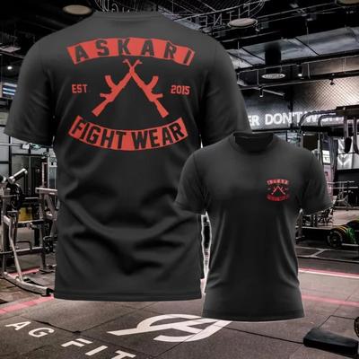 ASKARI Boxing Fighting Men's T Shirt Summer Sports Fitness Breathable Round Neck Short Sleeve Outdoor Trainning Clothing Moto