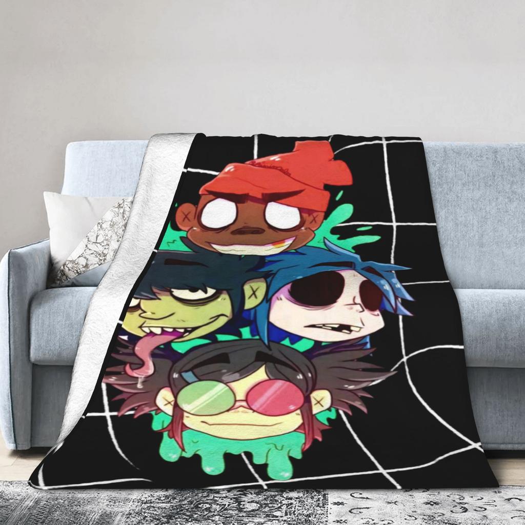 G-Gorillaz Music Band Blankets  Super Warm Fluffy Plush Bedding Throws For Kids Adult Couch Chair Sofa Bed Bedspread Bed Cover