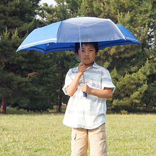 Folding 55cm x 6 Mini Umbrella with Front Easy to Open and with Transparent Girls Children's Umbrella, ribs, View, Close, Window, Kids, Boys,