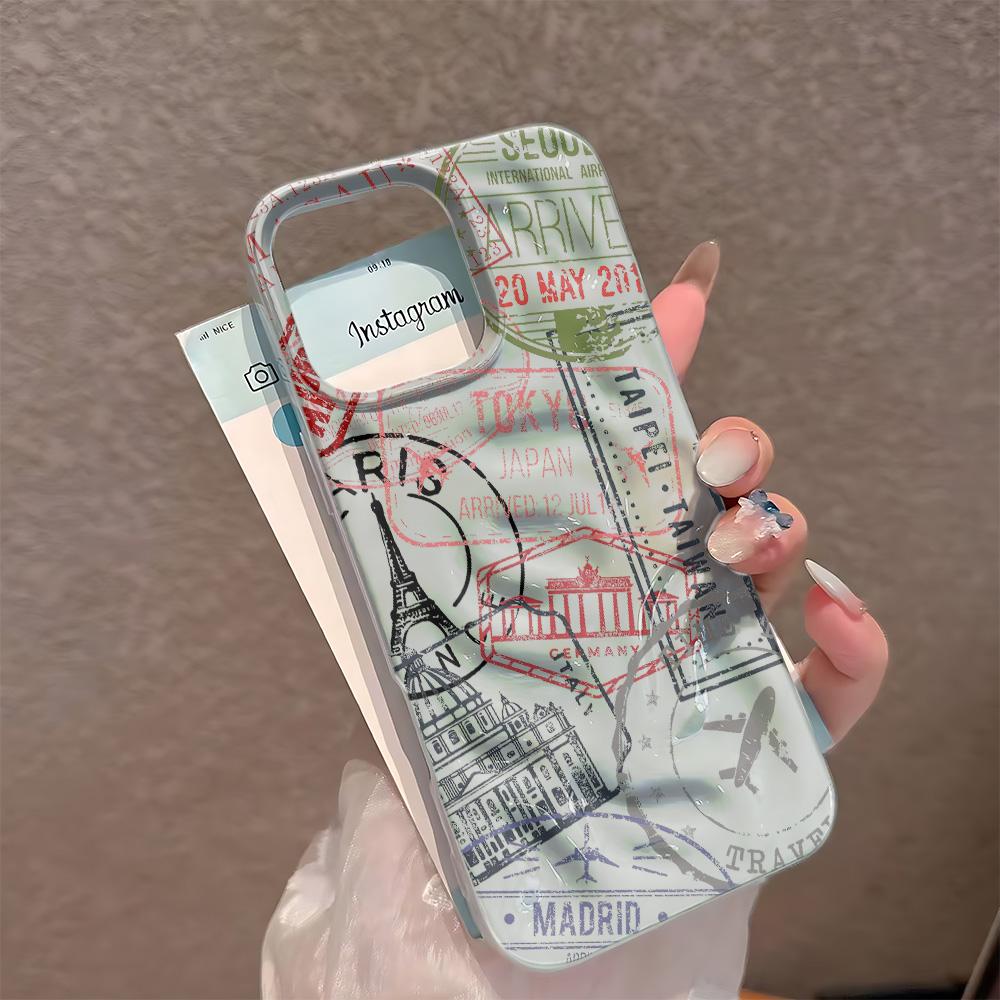 

Vintage Travel Postmark Phone Case For Iphone 17 16 15 14 Plus 13 Pro Max 12 11 17Air Funda Shockproof Cover Coque iphone 17 зелёный
