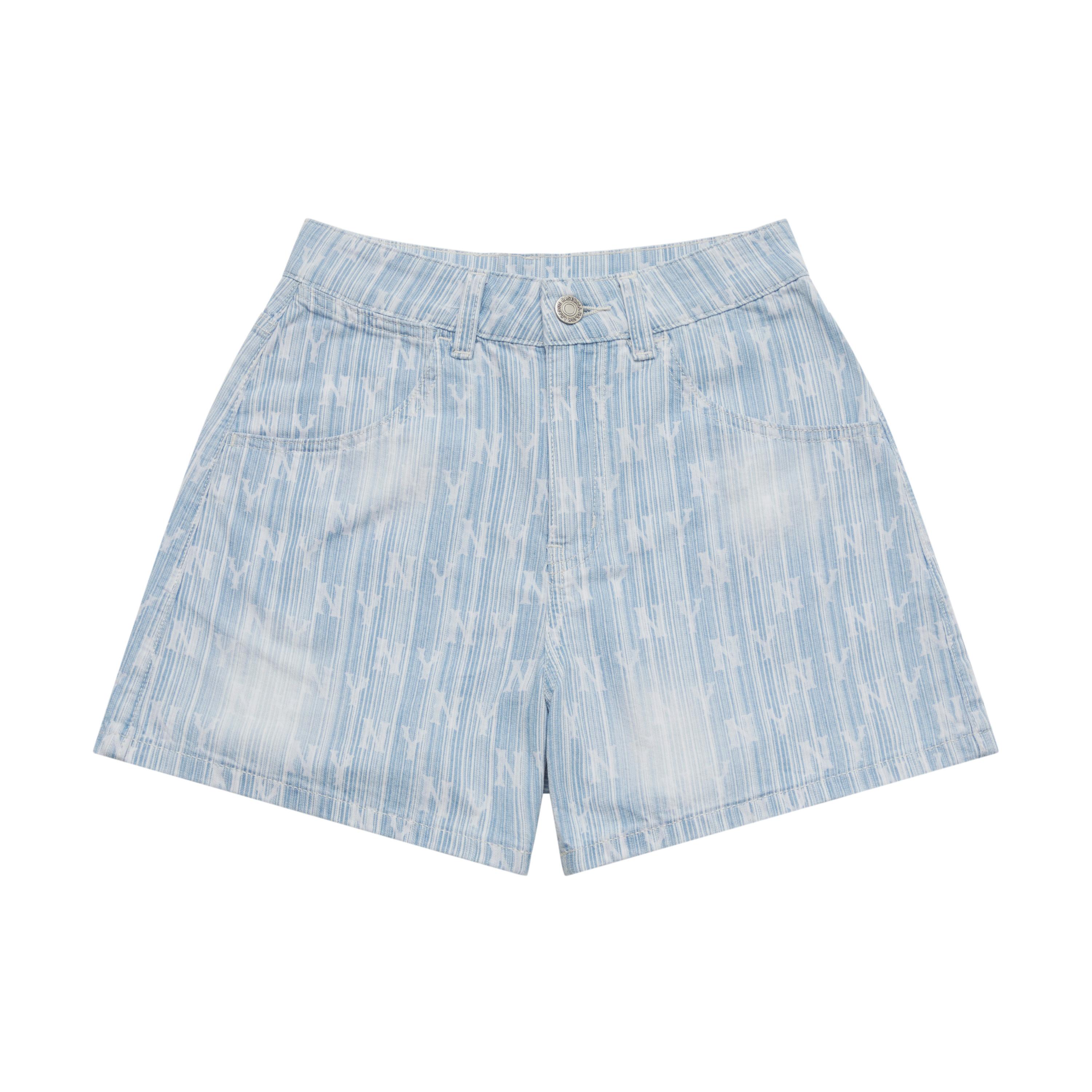 

New MLB MONOGRAM Collection New York Yankees SS25 Denim Shorts Women s Light Blue 3FDPM0253-50BLL M