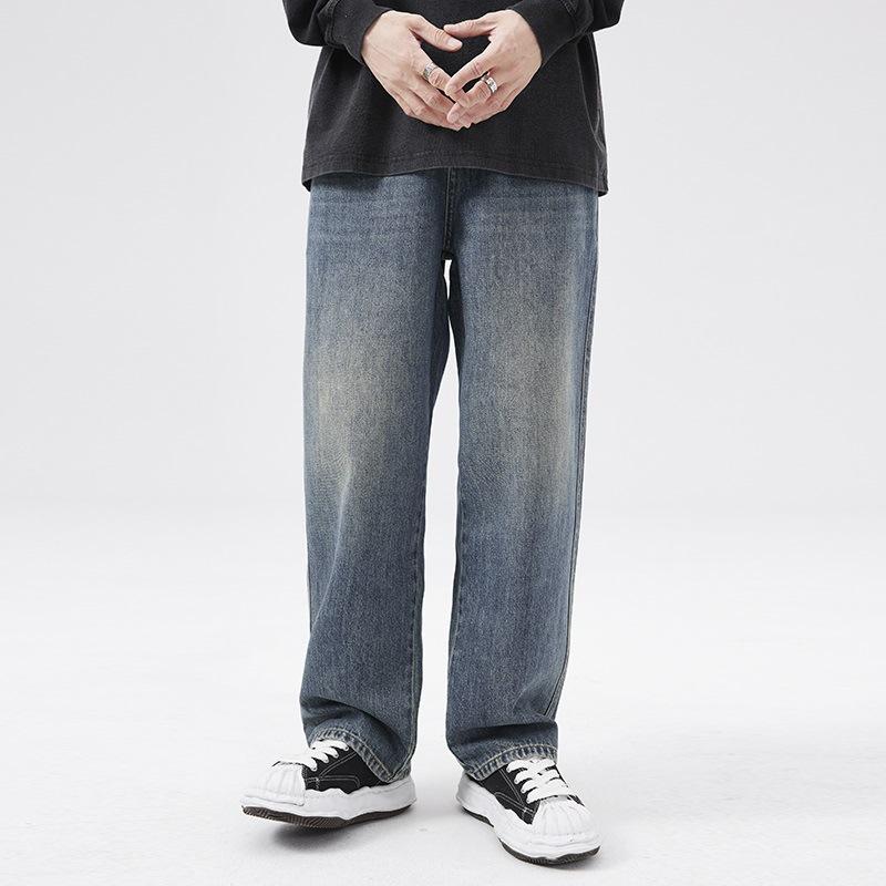 

Новые американские ретро уличные прямые облегающие повседневные свободные прямые облегающие джинсы с невидимым задним карманом 3XL синий