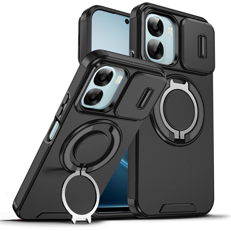 Shockproof Armor Slide Lens Camera Protect Case For OPPO A6 A6X A6S 4G 5G Phone Cases Magnetic Ring Stand Holder Bracket Cover