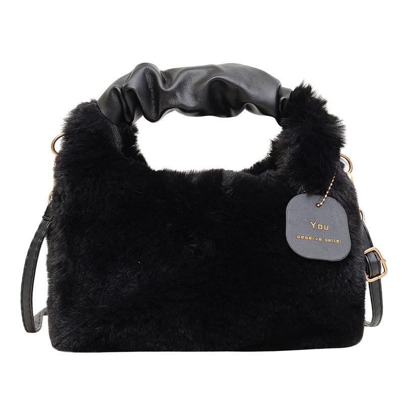 Women's temperament high-end plush handbag new fashion wool bag versatile niche chain messenger bag