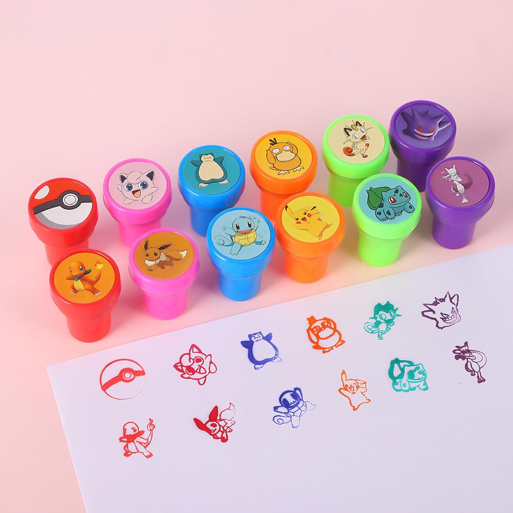 

Pokemones Stampers Pikachu Birthday Party Supplies Favors Classroom Rewards Prizes Goody Bag Treat Bag Birthday Gifts 12PCS