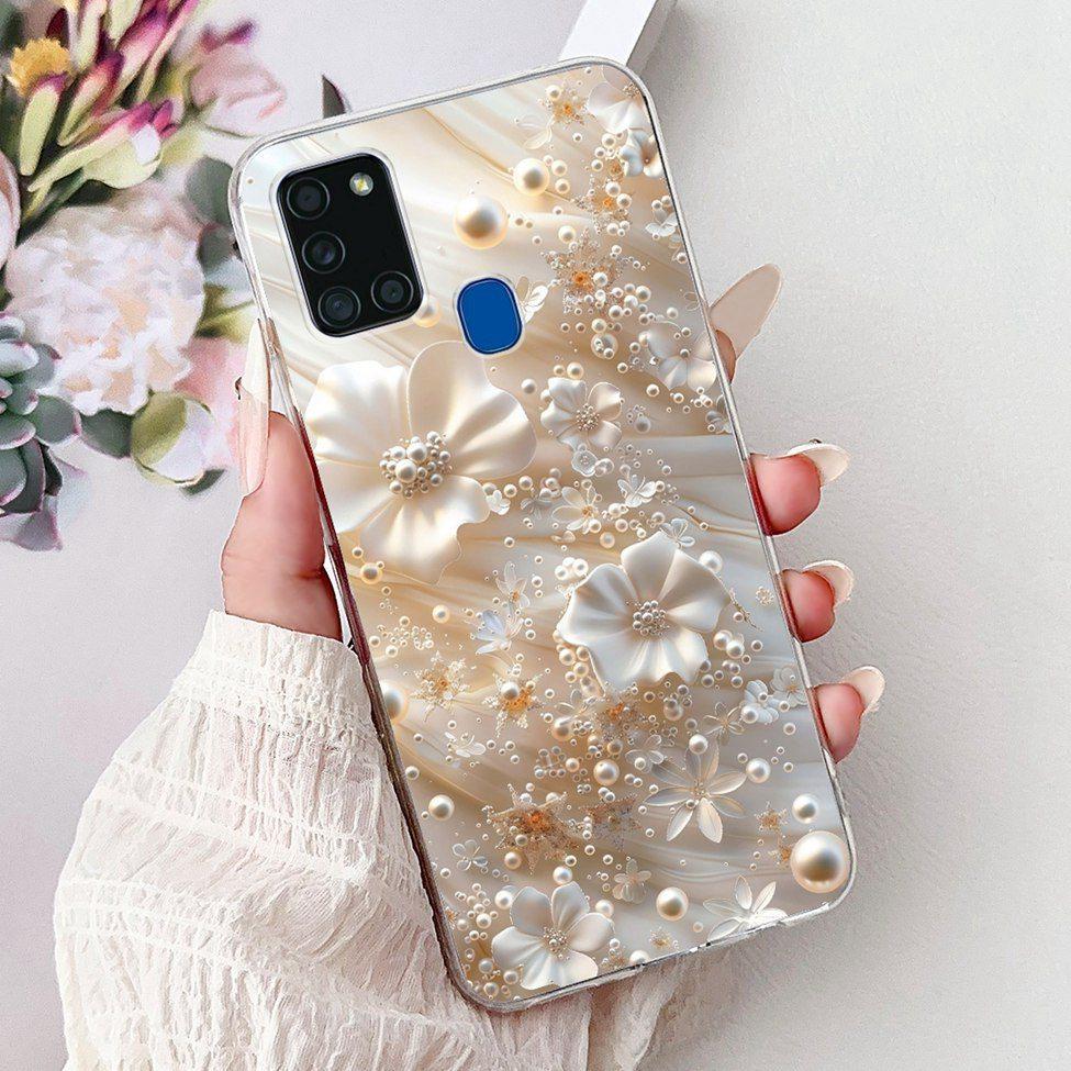 For Samsung A21s Case Cover Clear Fashion Luxury Cute Painted Back Cover For Samsung Galaxy A21s Phone Case A217F A217M A217N