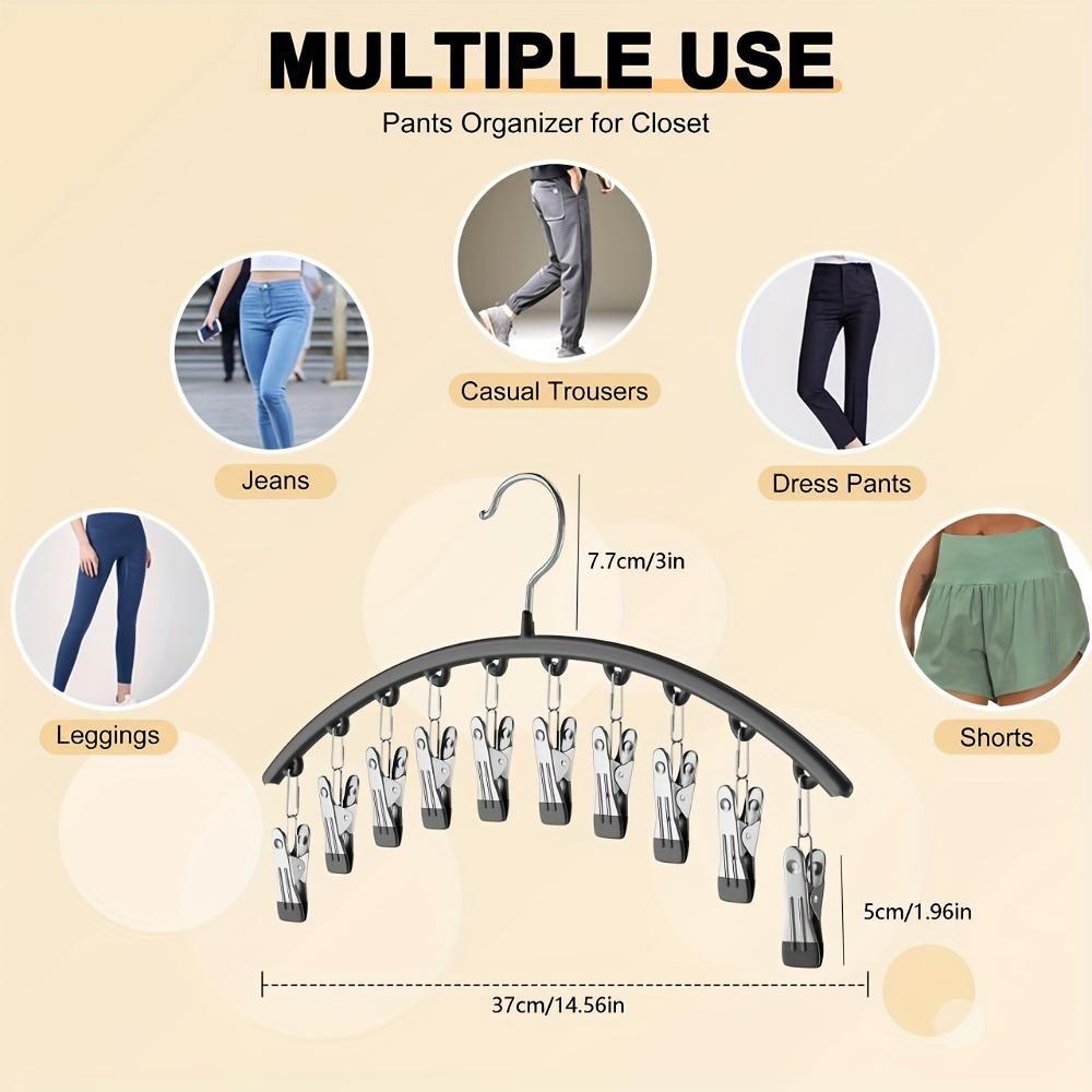 Stainless Steel Clothes Drying Hanger Windproof Clothes Rack 10 Clips Underwear Hanger Socks Holder