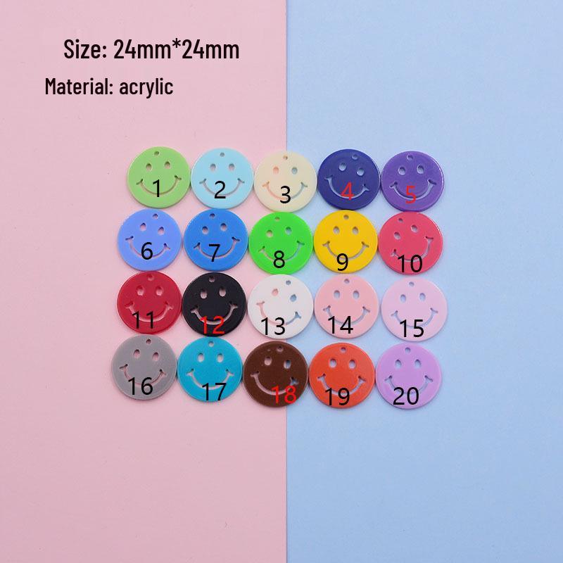 24mm Colorful Acrylic Double-Sided Smiley Face Pendant for DIY Earrings & Keychains