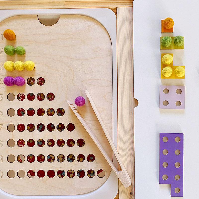 Montessori Sensory Bin Tools Table Game Wooden Tray Sorter Fine Motor Training Parish Color Matching Activity Games For Children