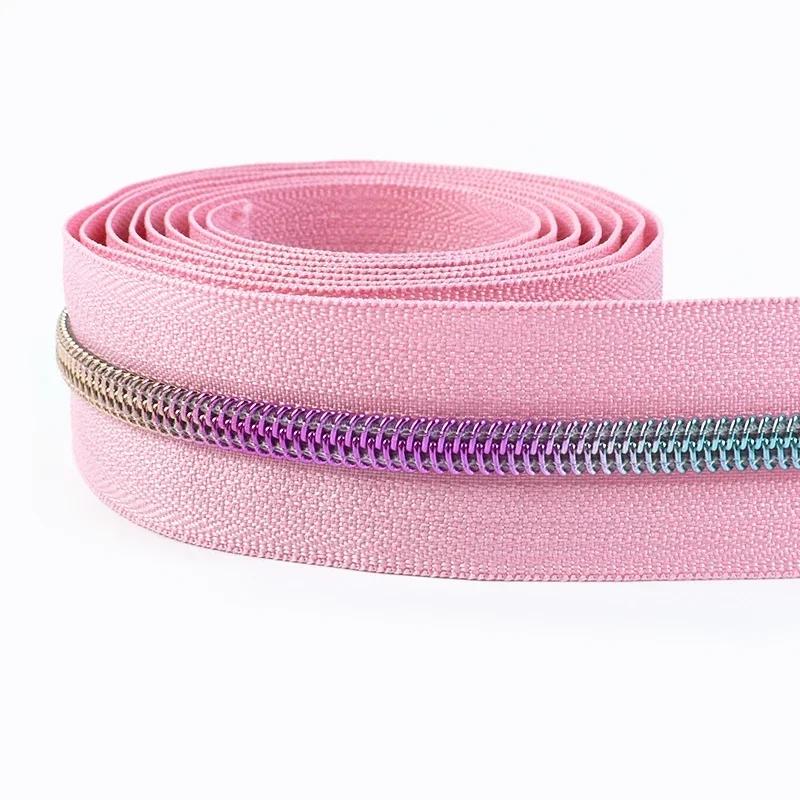 1/2/3/4/5M Meetee 5# Nylon Zipper Tapes Decor Rainbow Teeth Zips for Pocket Handbag DIY Coat Zip Repair Kit Sewing Accessories