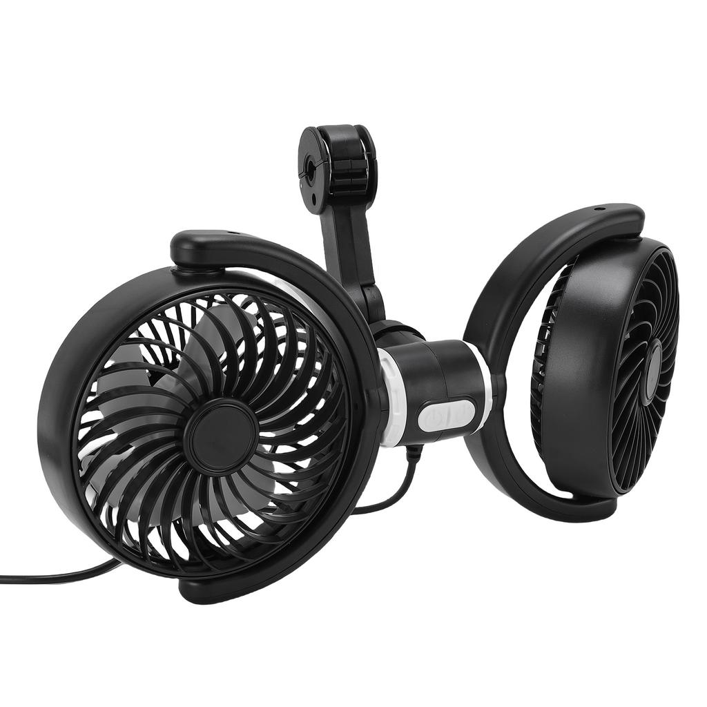 Duální ventilátor do auta otočný o 360 stupňů 3 rychlosti napájený přes USB ventilátor do auta na zadní sedadlo pro dodávku nákladní auto SUV RV DC 5V