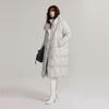 ELLE French Design Solid Color Long Simple Low Saturation Down Jacket Women outerwear Light-Gray EY49324