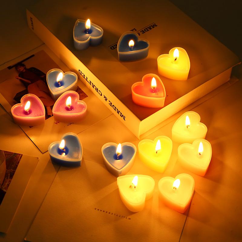 9 Pvc Boxed Valentine's Day Romantic Proposal Whitening Tea Wax Exquisite Heart-shaped Candles Ins Small Candles