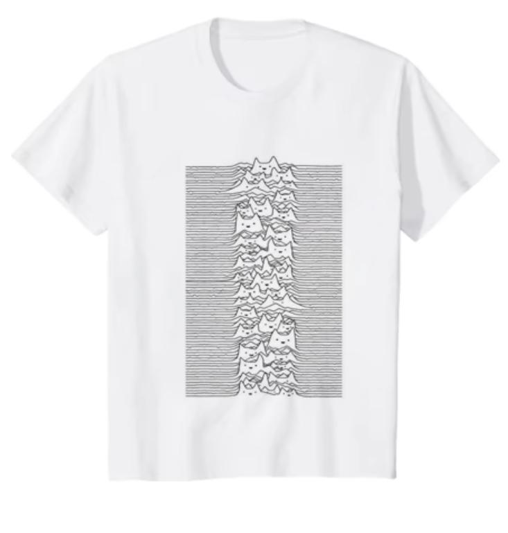 Cat Group Mountain Cartoon Cotton Trendy Summer Travel Mountain and River Cat Line Short Sleeve Tshirt Men Women Trendy Brand