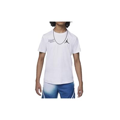 Wellenförmiges Logo Rundhals Freizeit Pullover Kurzarm T-Shirt Kinder Oberteile Weiß HM4758-100