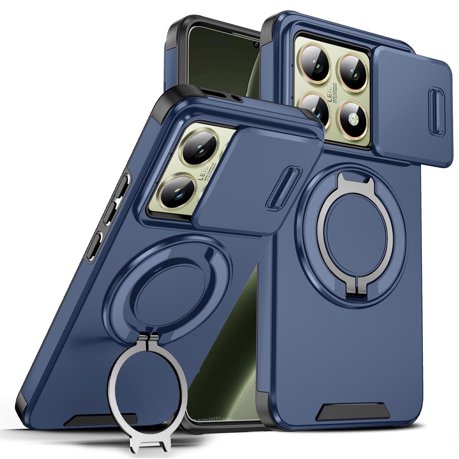 

Чехол-накладка с защитой объектива для Xiaomi 15T Pro 5G 14T Xiao Mi15t Xiaomi15t Твердый ПК Кольцо-подставка магнитный Защитный чехол Xiaomi 15T Pro синий