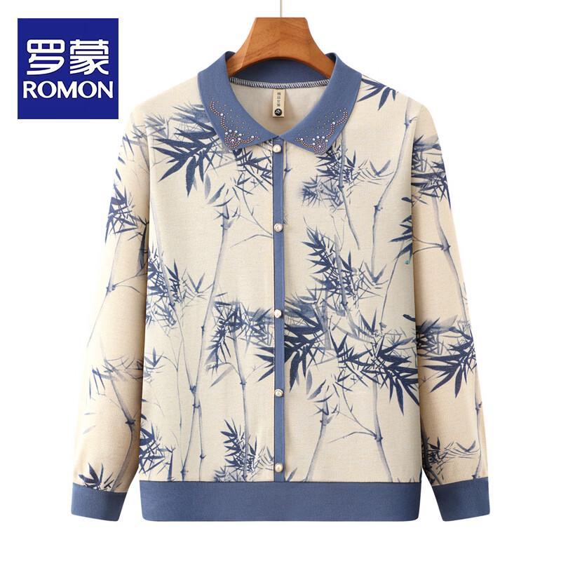 ROMON Women's Autumn Floral Print Lapel Shirt