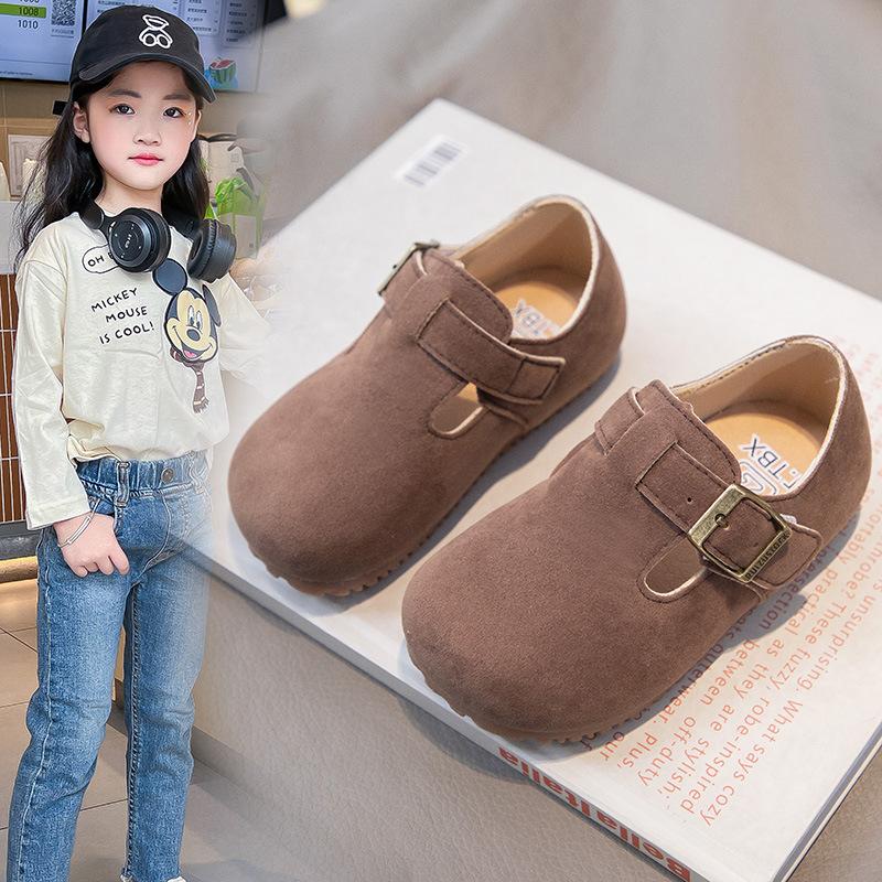 Children's Classmates Korean Version of Girls' Spring and Autumn New Mori Retro Leather Shoes Children's Matte Leather Boken Doudou Shoes Shoes