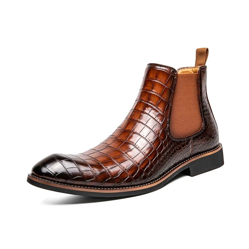 British Style Men’s Pointed Toe Shoes for Wedding Fashionable New Men's Chelsea Boots Office Business Ankle Boots for Men’s