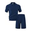 Mens Summer Jacquard Polo T Shirt And Shorts Casual Set