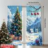 2pcs 2D Flat Printing Merry Christmas Popular Curtains Christmas Village Snow Gifts Tree Polyester Without Electricity Festive