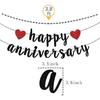 Happy Anniversary Banner, Anniversary Party Decorations, We Still Do, Happy Wedding Day Party Decoration Supplies Black Red Glitter