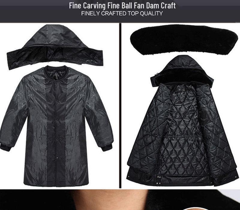 Military-Style Extra Long Reflective Winter Overcoat - Cold-Proof Security Guard Uniform with Cotton Insulation