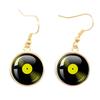 Classic Vintage Vinyl Records Rretro Phonograph Rrecord Dome Glass Ladies Earrings Music Lover Gifts Music Record Disc Earrings