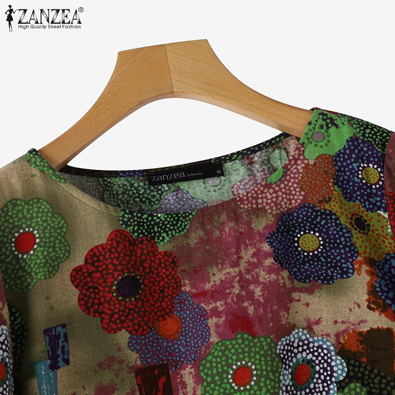 ZANZEA Bluză de vară cu mâneci 3/4 cu imprimare casual pentru femei