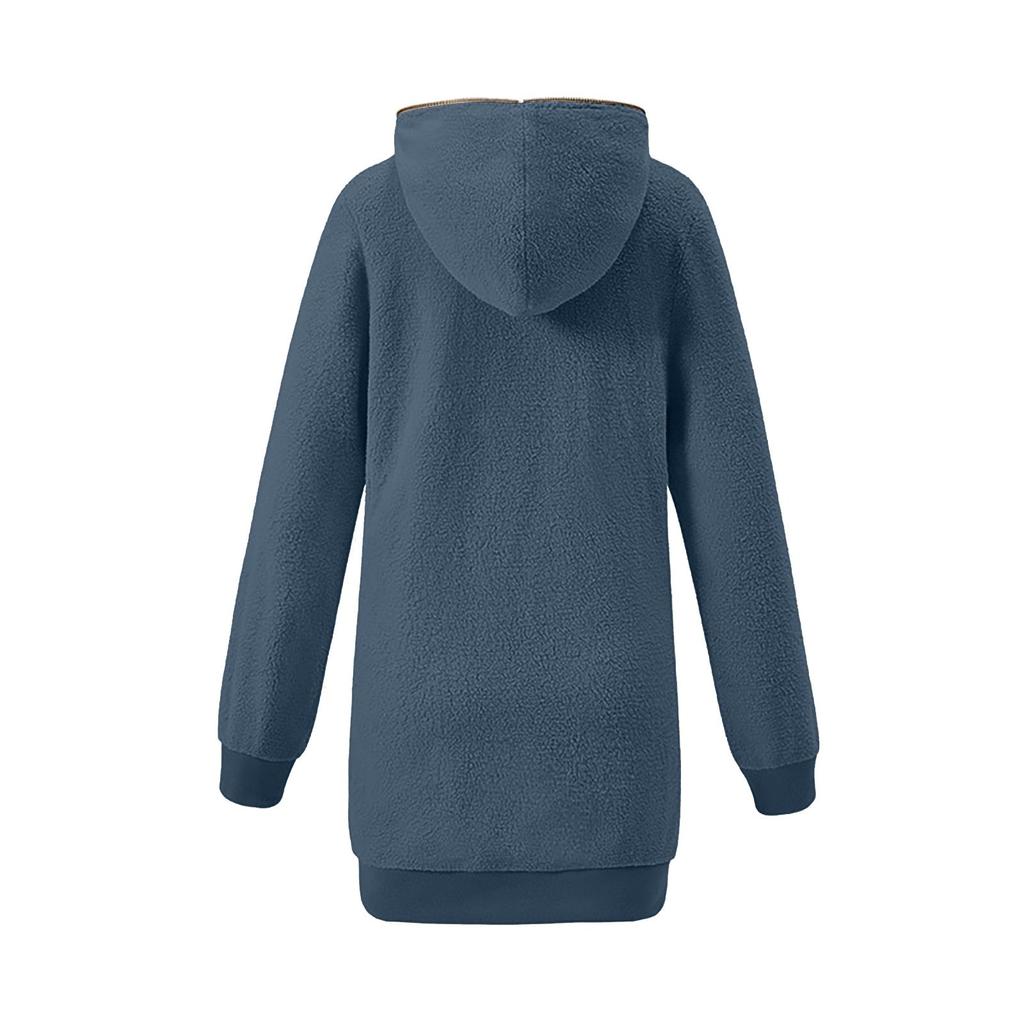 Damen Einfarbig Übergroßer Daunenmantel Mit Reißverschluss Und Kapuze Strickjacken Mantel Mit Tasche