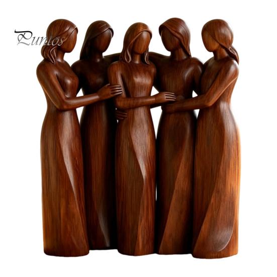 Creative Living Room Displays Sisterhood Wooden Figurine, Handcrafted Friendship Sculpture for Meaningful Keepsakes Bedroom Tabletop Ornament,