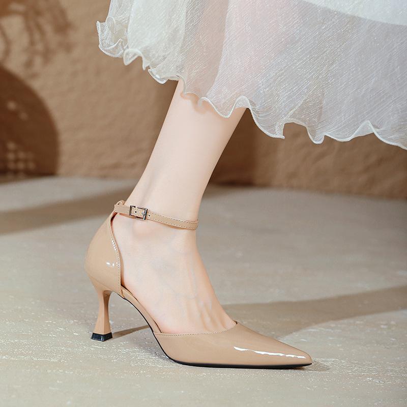 Baotou Sandals Women's Summer 2025 New Large Size 4142 Nude Pointed High Heels Stiletto French Hollow Single Shoes