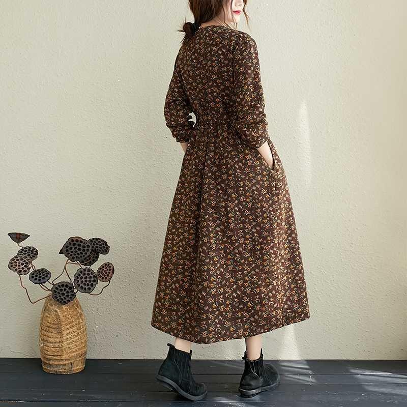 Floral Plus Size Dress Commuter Literary Loose Midi Dress